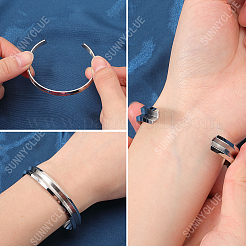 2шт. набор из 2-х цветных браслетов-манжет из нержавеющей стали 304 с рифлением для женщин&nbsp;BJEW-SC0001-17