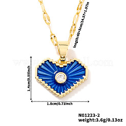 Colliers romantiques avec pendentif en forme de cœur en laiton et zircone cubique transparent&nbsp;FR4292-2