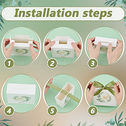 80 шт. подарочных бумажных пакетов с золотым тиснением и полиэстеровой лентой оливкового цвета&nbsp;CON-WA0001-05