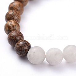 Pulseras elásticas con cuentas de jade blanco natural (teñidas)&nbsp;BJEW-JB05275-01