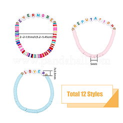 12pcs 12 Stil handgefertigte Fimo Heishi Surfer Stretch Armbänder Set&nbsp;BJEW-AN0001-46