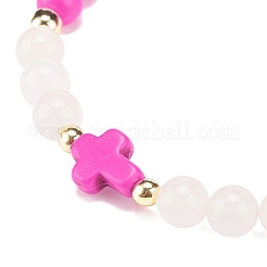 Pulsera elástica con cuentas de turquesa sintética (teñida)&nbsp;BJEW-JB08287-04
