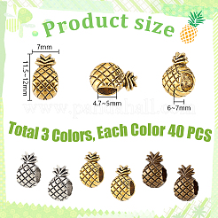 120 шт. Европейские бусины из сплава 3 цветов&nbsp;FIND-PH0023-76