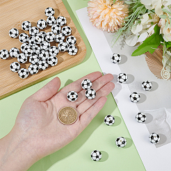 40 pièce de perles focales rondes en silicone imprimées&nbsp;SIL-OC0001-24E