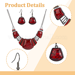 2 set di 2 orecchini pendenti a trapezio in resina colorata con perni in ferro e collana con ciondolo&nbsp;SJEW-FI0001-28