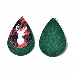 Tema de navidad de cuero de la pu grandes colgantes&nbsp;FIND-R080-05