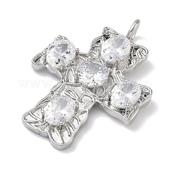 Латунные микропаве прозрачные подвески с фианитом&nbsp;KK-P349-02P