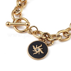 Braccialetto di fascino del sole di strass di cristallo con smalto&nbsp;BJEW-G669-15G
