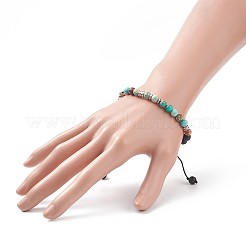 Bracelet en perles tressées de jaspe impérial naturel (teint) et de roche de lave&nbsp;BJEW-TA00188-03