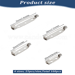 100 Stück 4 Stile Eisen Sicherheitsnadel Brosche Zubehörse&nbsp;IFIN-LP0001-11