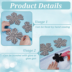 3 шт. 3 стиля фетровые и стразы вышитые нитками приклеиваемые/пришивные нашивки&nbsp;PATC-FG0003-25