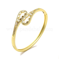 Bracelet manchette en forme de larme en verre transparent avec zircone cubique&nbsp;BJEW-A136-10G