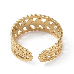 Ионное покрытие (ip) 304 нержавеющая сталь лиственная ветвь открытое кольцо-манжета для женщин&nbsp;LS-RJEW-C046-02G