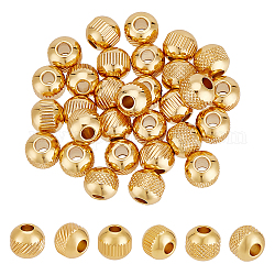 Unicraftale 30Pcs 3 Style 201 & 304 Stainless Steel Beads, Round, Golden, 8x7mm, Hole: 2.5~3mm, 10pcs/style