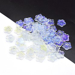 Transparent Glass Beads, Flower, AB Color, Clear AB, 12x13x3mm, Hole: 1.2mm