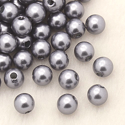 Abalorios de acrílico de la perla de imitación, teñido, redondo, gris, 8x7.5mm, agujero: 2 mm, aproximamente 1900 unidades / libra