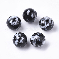 Harz perlen, Nachahmung Edelstein-Chips-Stil, Runde, Schwarz, 10 mm, Bohrung: 1.8 mm