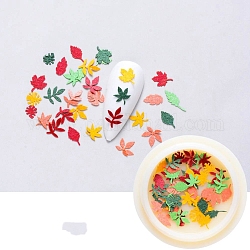 Paper Cabochons, Nail Art Decorations, Mixed Leaf, Mixed Color, 4~6x4.5~6.5x0.1mm, about 50pcs/box