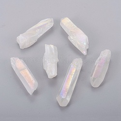 Perle di cristallo di quarzo naturale per elettroplacca, Senza Buco / undrilled, pepite, bianco crema, 30~75x12~20x4~18mm, circa 32~60pcs/1000g