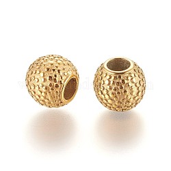 304 Stainless Steel European Beads, Large Hole Beads, Ion Plating (IP), Rondelle, Golden, 11.5x11mm, Hole: 5mm