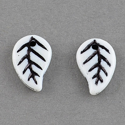 Leaf Antique Acrylic Craft Style Beads, White, 14x9x2.5mm, Hole: 1.5mm, about 1470pcs/500g