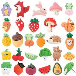 Benecreat осенняя тема железные канцелярские кнопки, смоляные булавки для рисования кабошоном, овощные и фруктовые карты и животные, разноцветные, 15~24.5x10.5~21 мм