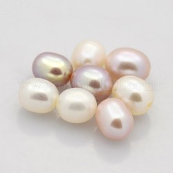 Natur kultivierten Süßwasser Perlen, Hälfte gebohrt, Reis, Klasse aaa, Mischfarbe, 5~6x4.5~5 mm, Halb Loch: 1 mm