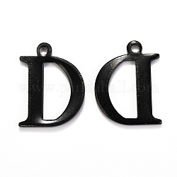 304 Stainless Steel Alphabet Charms, Electrophoresis Black, Letter.D, 12x9.5x1mm, Hole: 1mm