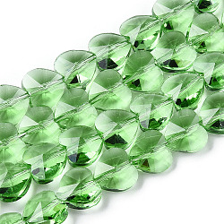 Perle di vetro trasparente, sfaccettato, cuore, verde lime, 10x10x6.5mm, Foro: 1 mm