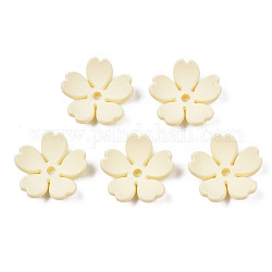 Cappucci di perline acrilici opachi in stile gommato, 5 -petal, fiore, cornsilk, 14.5x15x4.5mm, Foro: 1.7 mm