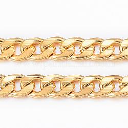 Ion Plating(IP) 304 Stainless Steel Cuban Link Chains, Curb Chains, Twisted Chains, Unwelded, with Spool, Faceted, Golden, 5.5x3.8x1mm, about 32.8 Feet(10m)/roll