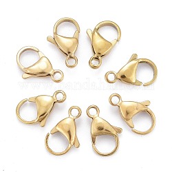 Ion Plating(IP) 304 Stainless Steel Lobster Claw Clasps, Parrot Trigger Clasps, Real 18k Gold Plated, 15x9x4.5mm, Hole: 2mm