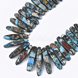 Hilos de perlas imperiales de jaspe imperial, teñido, tira graduada, luz azul cielo, 18~46x4~8x6~9mm, agujero: 1 mm, aproximamente 55~64 pcs / cadena, 15.7 pulgada ~ 16.5 pulgadas
