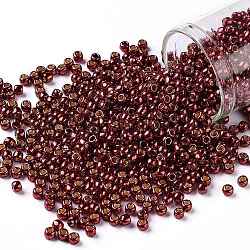 Toho perles de rocaille rondes, Perles de rocaille japonais, (pf564) permafinish rouge cabernet métallisé, 8/0, 3mm, Trou: 1mm, à propos 222pcs / bouteille, 10 g / bouteille
