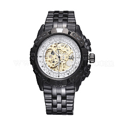 合金の腕時計ヘッド機械式時計  ステンレス製の時計バンド付き  ガンメタ色＆ゴールデン  ホワイト  70x22mm  ウォッチヘッド：55x52x17.5mm  ウオッチフェス：34mm
