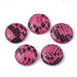 Cabochons aus Lederimitat, mit Alu-Boden, Flachrund, neon rosa , 15x5 mm
