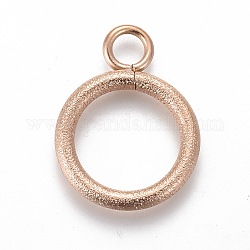 Revestimiento iónico (ip) 304 piezas de cierres de palanca de acero inoxidable, textura, anillo, oro rosa, 19x14x2mm, agujero: 3 mm