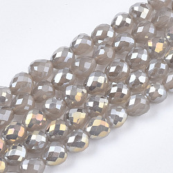 Chapelets de perles en verre électroplaqué, imitation verre de jade, de couleur plaquée ab , facette, larme, gris clair, 4.5x4.5mm, Trou: 1mm, Environ 100~101 pcs/chapelet, 17.87 pouce ~ 18.03 pouces (45.4 cm ~ 45.8 cm)