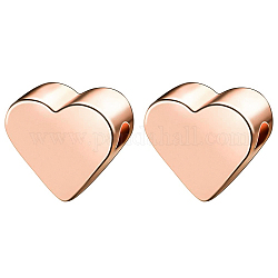 Benecreat 40 pz perline in ottone,  piombo & cadmio & nichel libero, cuore, Vero oro rosa placcato, 6x7x3mm, Foro: 1.2 mm