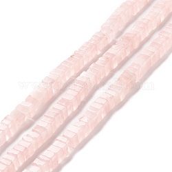 Granos naturales de abalorios de cuarzo rosa, cubo, 6x6x1.5~3mm, agujero: 1.4 mm, aproximamente 113 pcs / cadena, 15.16 pulgada (38.5 cm)