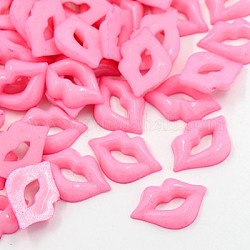 Acrylic Lip Shaped Cabochons, for Valentine's Day, Pink, 18x13x3.5mm
