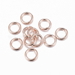 304 Stainless Steel Open Jump Rings, Rose Gold, 18 Gauge, 6x1mm, Inner Diameter: 4mm