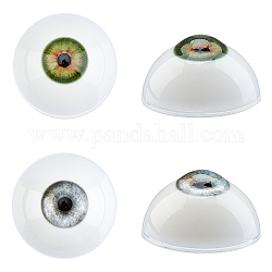 Pandahall elite 2 couleurs yeux artisanaux, extérieur en acrylique et remplissage en résine à l'intérieur, pour la fabrication de poupées, demi-rond, couleur mixte, 32.5x18mm, 1 paire / couleur, 2 paires / set