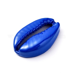 Cuisson des perles en alliage peint, forme de cauris, bleu, 19.4x12.5x5mm