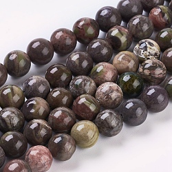 Natural Gemstone Beads Strands, Ocean Jasper, Dyed, Round, Brown, 8mm, Hole: 1mm, 15.7 inch, about 48pcs/strand