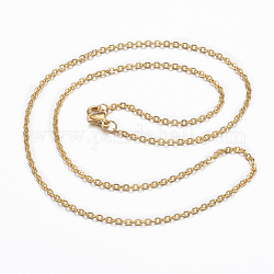 304 Edelstahl Kabelkette Halsketten, mit Karabiner verschlüsse, golden, 18.11 Zoll (46 cm), 2x0.5 mm
