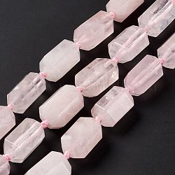Chapelets de perles en quartz rose naturel, facette, colonne, 23.5~25x15~18x13~15.5mm, Trou: 1.6mm, Environ 15 pcs/chapelet, 15.75~16.54 pouce (40~42 cm)