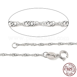 Collares de plata de primera ley con baño de rodio., con cierres de anillo de resorte, 925 pulgada, 18 mm de ancho