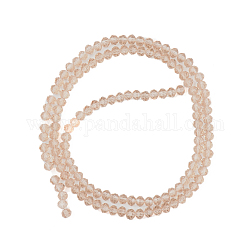 Chapelets de perles en verre, facette, rondelle, tan, 4x3mm, Trou: 0.9mm, Environ 123~127 pcs/chapelet, 16.5~16.9 pouce (42~43 cm)