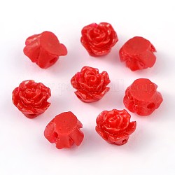 Resin Beads, Flower, Red, 6x4mm, Hole: 1mm